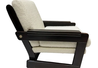 Mid-Century Modern Wenge Lounge Chairs with Bouclé Upholstery, 1970s